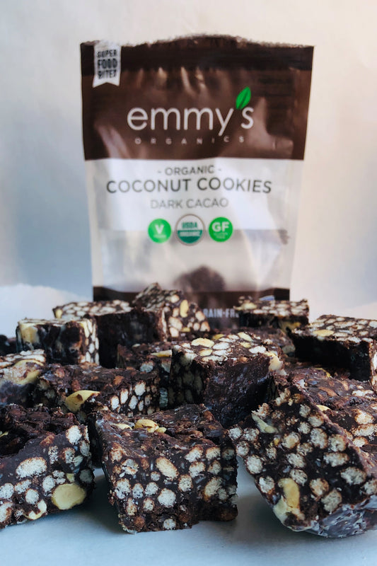 Fudgy Peanut Butter Coconut Crisp Bars