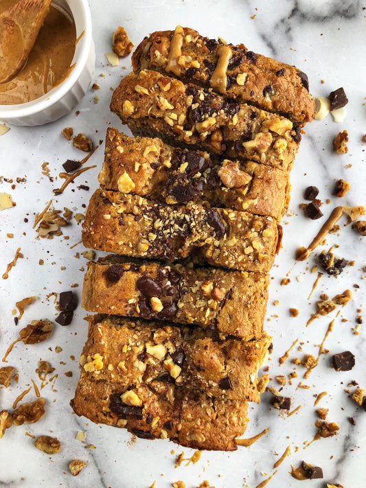 Salted Caramel Cookie Dough Banana Bread | Emmy's Organics