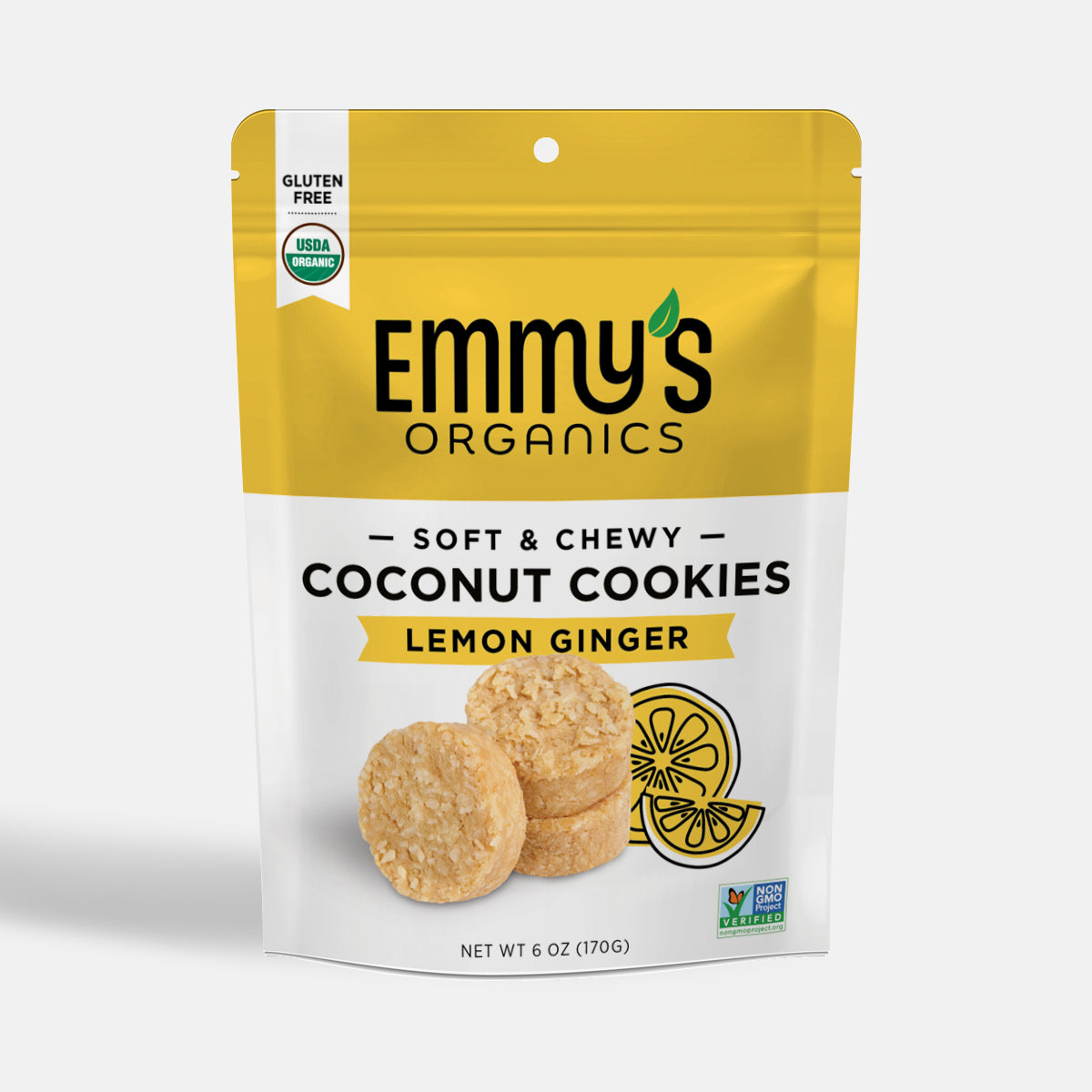 Lemon Ginger, 9Pack (8 Bags) Organic Coconut Cookies Emmy's Organics