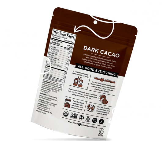 image of the back of the package, Not Your Average Cookie, 7 Simple Ingredients, Certifiably Good